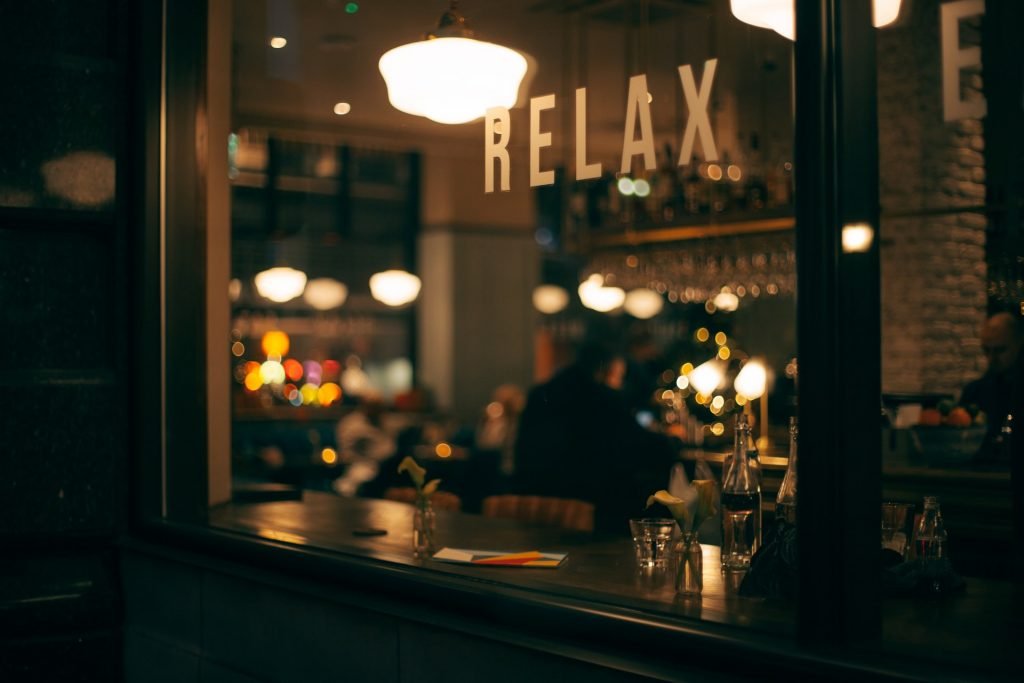 Man relaxing in cafe